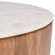 Yari Round Coffee Table White Marble Top Brown Mango Wood 46 Inch