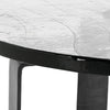 Ryeo Round Coffee Table with Wavy Cast Glass Top Black Iron 28 Inch BM331616