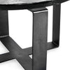 Ryeo Round Coffee Table with Wavy Cast Glass Top Black Iron 28 Inch BM331616