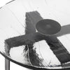 Ryeo Round Coffee Table with Wavy Cast Glass Top Black Iron 28 Inch BM331616