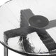 Ryeo Round Coffee Table with Wavy Cast Glass Top Black Iron 28 Inch BM331616