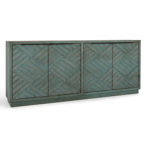 Iver Serving Buffet Cabinet Sideboard Console, 4 Doors, Teal 90 Inch
