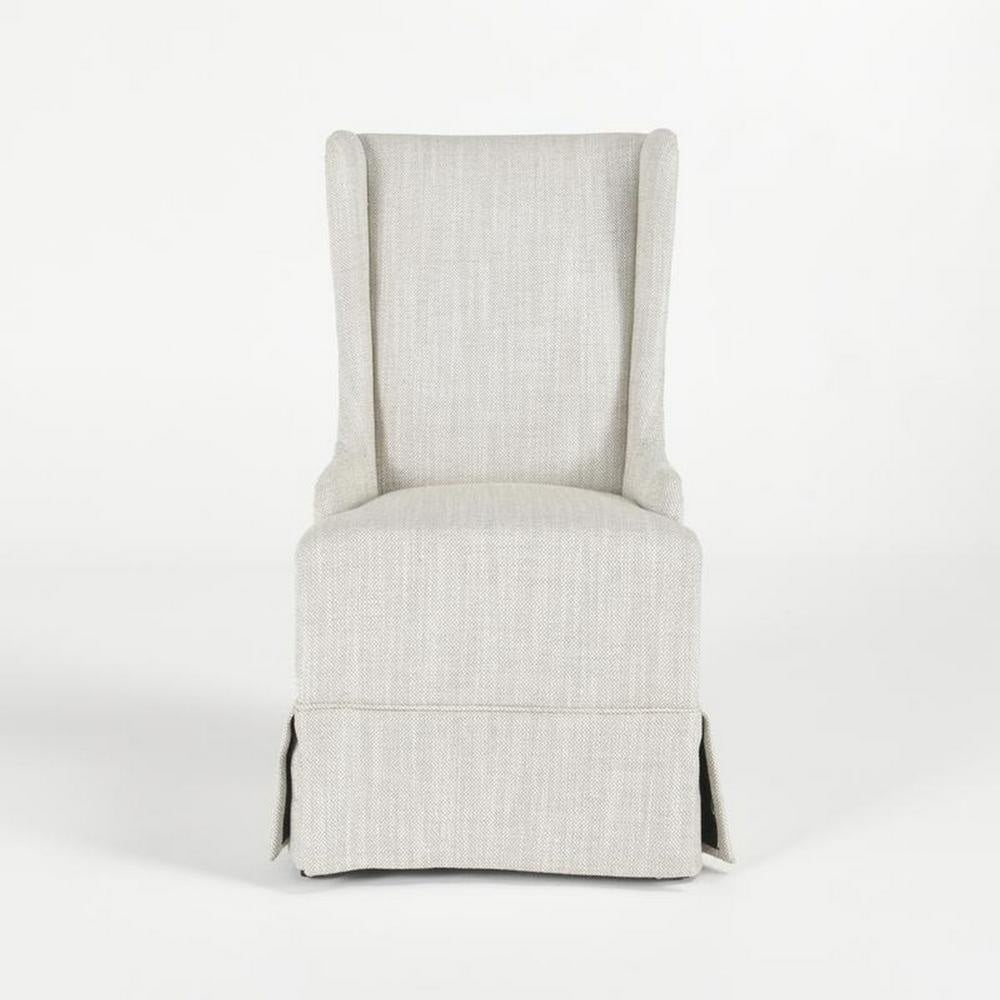 Kano Wingback Dining Chair Birch Wood Gray Polyester Skirted Legs BM331620