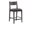 Roi Counter Height Chair, Black Top Grain Leather, Brown Ash Wood