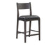 Roi Counter Height Chair, Black Top Grain Leather, Brown Ash Wood