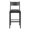Roi Barstool Chair Open Back Black Top Grain Leather Brown Ash Wood BM331622