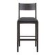 Roi Barstool Chair Open Back Black Top Grain Leather Brown Ash Wood BM331622