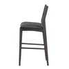 Roi Barstool Chair Open Back Black Top Grain Leather Brown Ash Wood BM331622