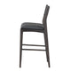 Roi Barstool Chair Open Back Black Top Grain Leather Brown Ash Wood BM331622
