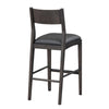 Roi Barstool Chair Open Back Black Top Grain Leather Brown Ash Wood BM331622