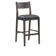Roi Barstool Chair, Open Back, Black Top Grain Leather, Brown Ash Wood