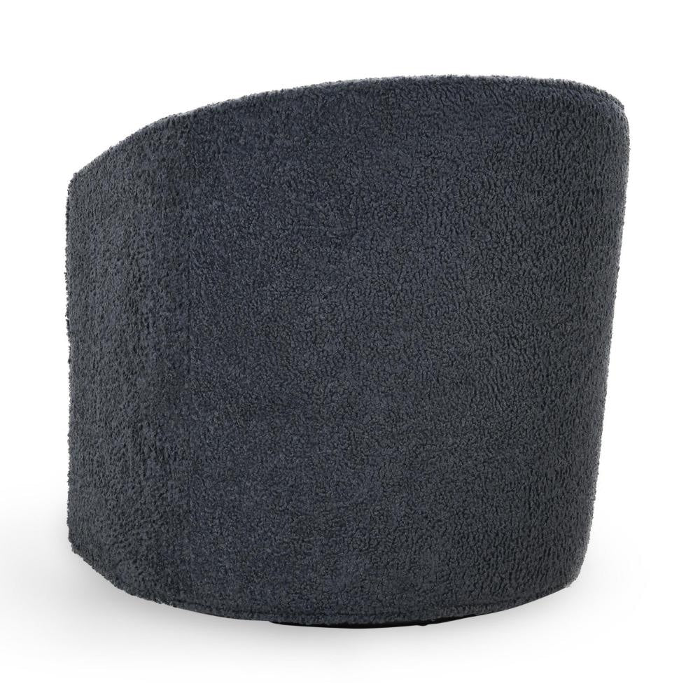 Tarn Accent Chair with 360 Swivel Barrel Style Shape Blue Polyester BM331623