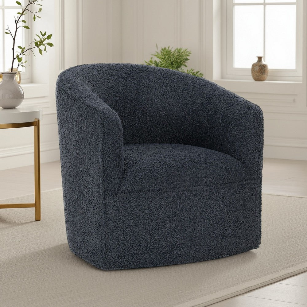 Tarn Accent Chair with 360 Swivel Barrel Style Shape Blue Polyester BM331623