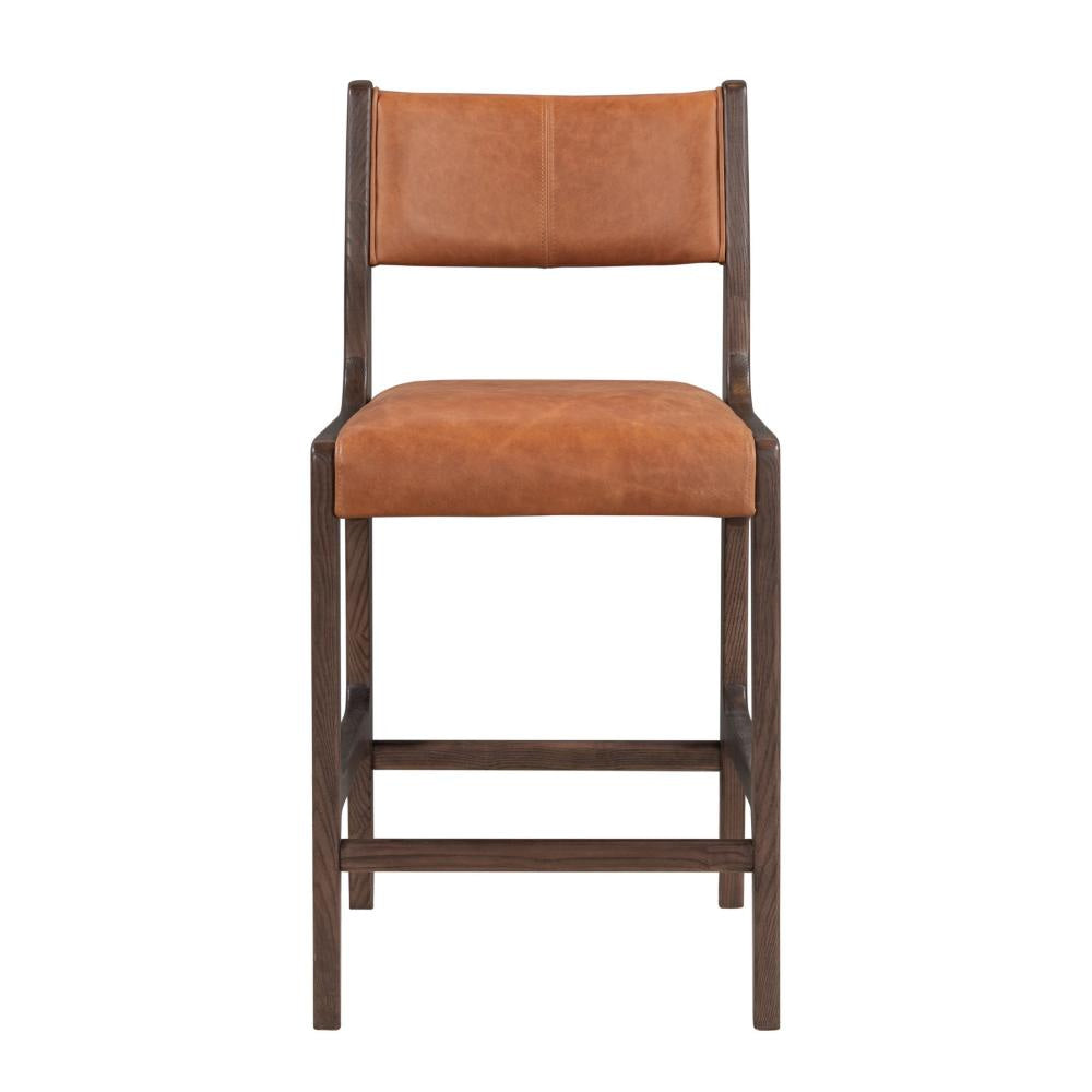 Eero Counter Stool with Dark Brown Ash Wood Frame Brown Leather BM331624