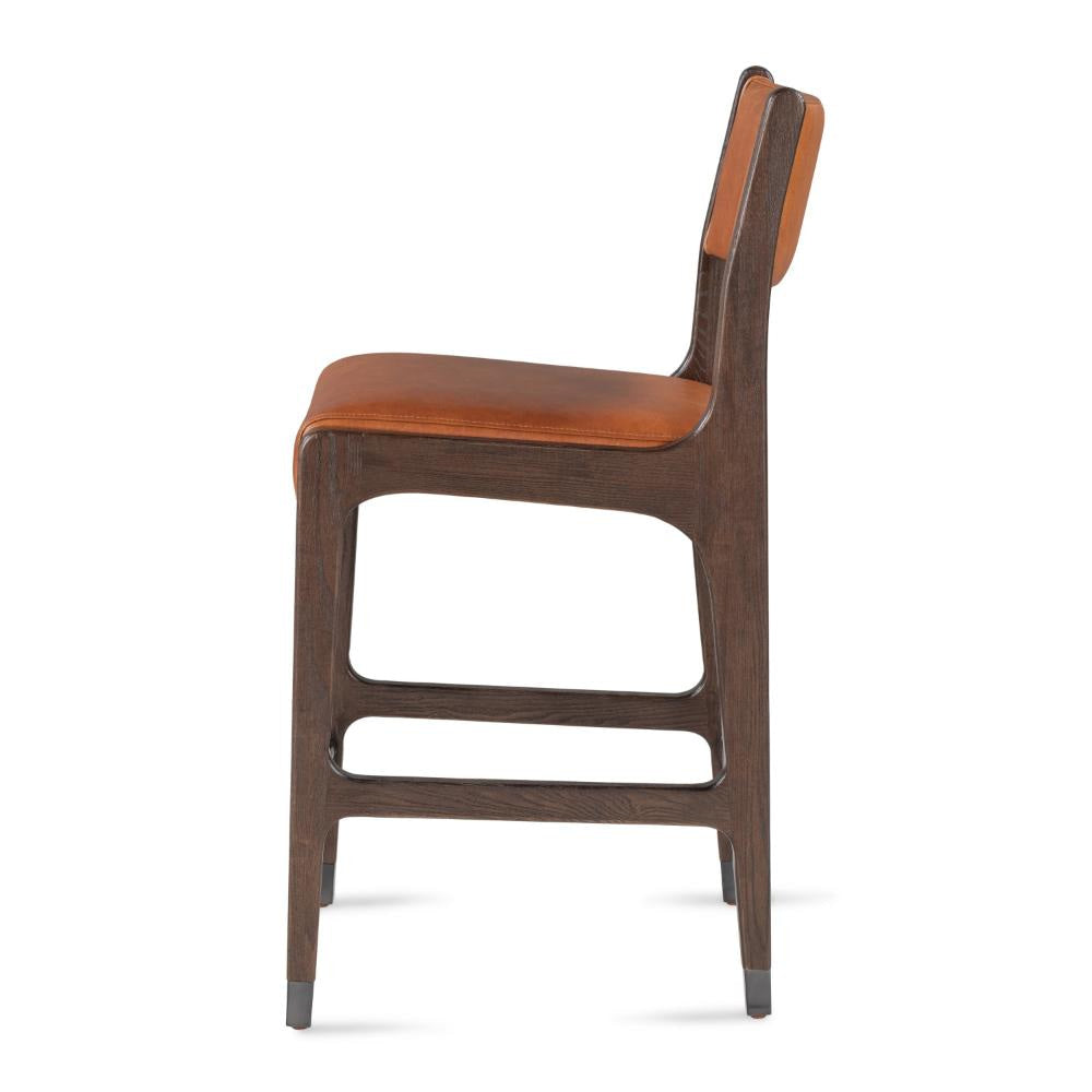 Eero Counter Stool with Dark Brown Ash Wood Frame Brown Leather BM331624