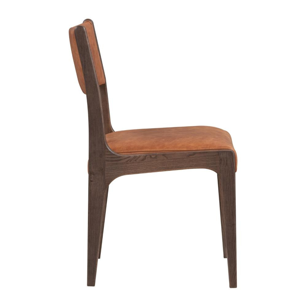 Eero Dining Chair with Tapered Legs Ash Wood Frame Brown Leather BM331626