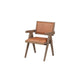 Zeph Accent Armchair with Tapered Legs, Tan Leather, Brown Burl Wood