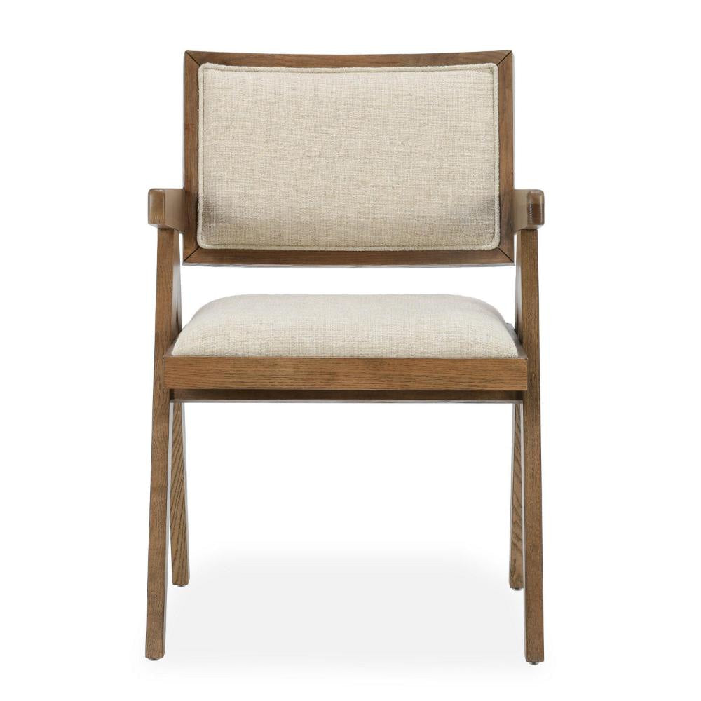Zeph Accent Armchair Tapered Legs Beige Leather Natural Ash Wood