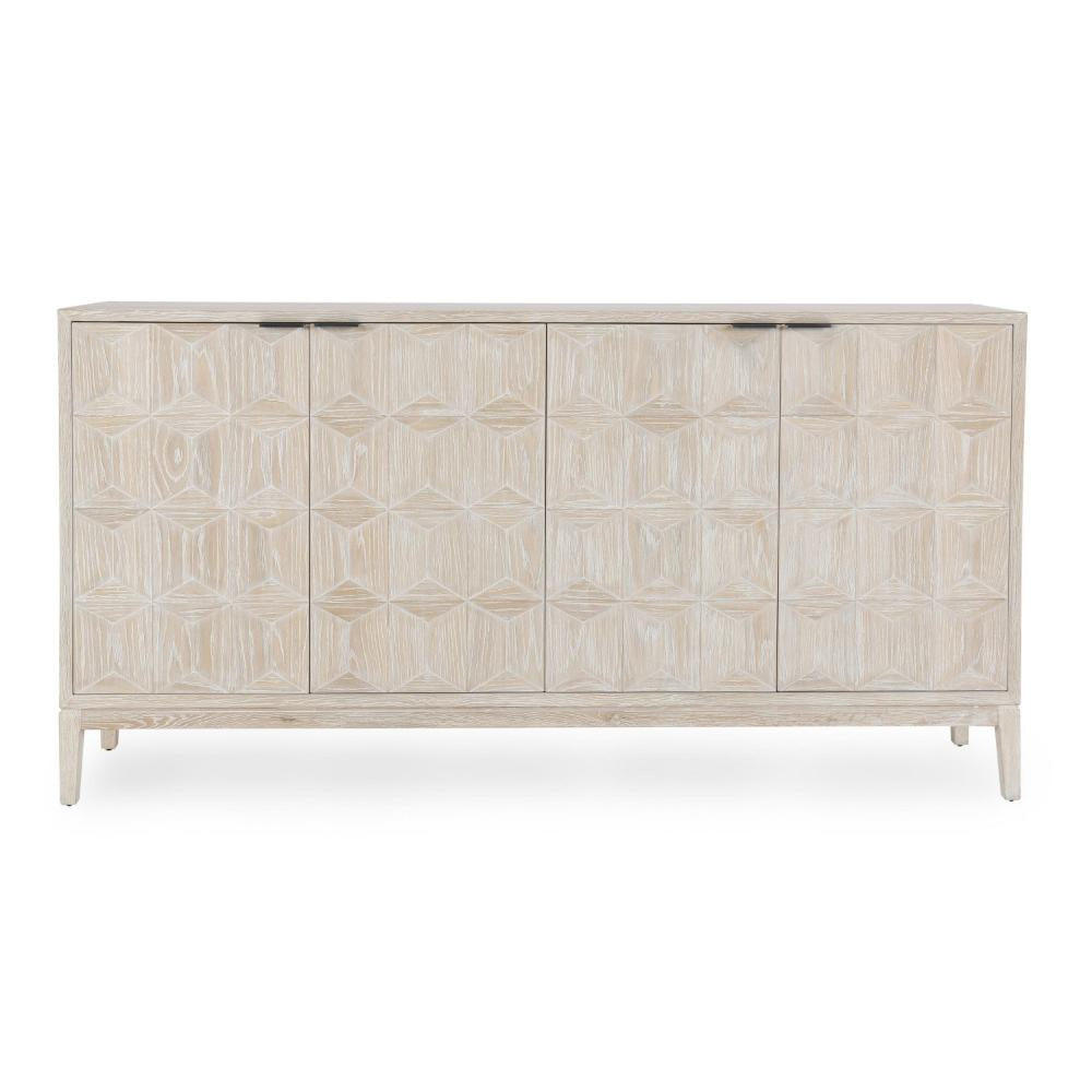 Teon Serving Buffet Cabinet Sideboard Console White Oak Wood 79 Inch BM331629