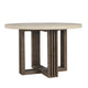 Vahn Dining Table with White Concrete Laminate Top, Pine Wood 47 Inch