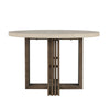 Vahn Dining Table with White Concrete Laminate Top, Pine Wood 47 Inch