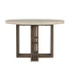 Vahn Dining Table with White Concrete Laminate Top, Pine Wood 47 Inch