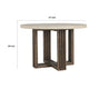 Vahn Dining Table with White Concrete Laminate Top, Pine Wood 47 Inch