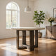 Vahn Dining Table with White Concrete Laminate Top, Pine Wood 47 Inch