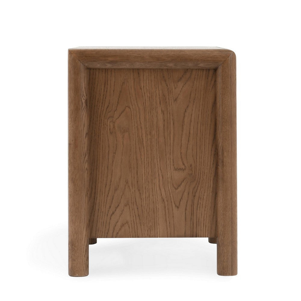 Oryn Nightstand with 2 Drawers and Retro Look Natural Rope Brown Oak BM331631