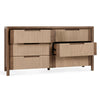 Oryn Wide Dresser Chest 6 Drawer Retro Design Dual Brown Oak Wood BM331632