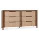 Oryn Wide Dresser Chest, 6 Drawer Retro Design, Dual Brown Oak Wood