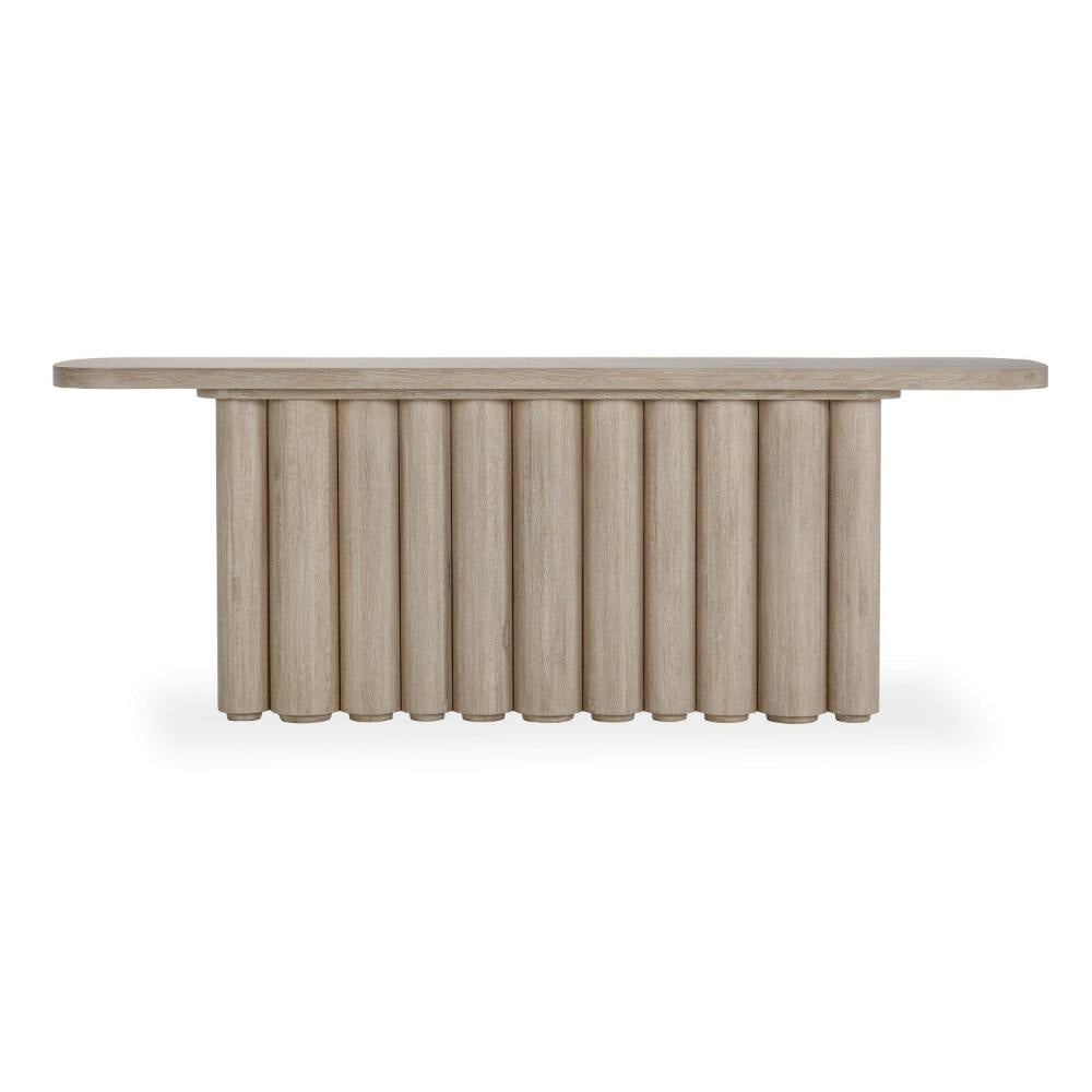 Eris Console Table with Hollow Tube Legs White Wash Oak Wood 90’’ BM331635