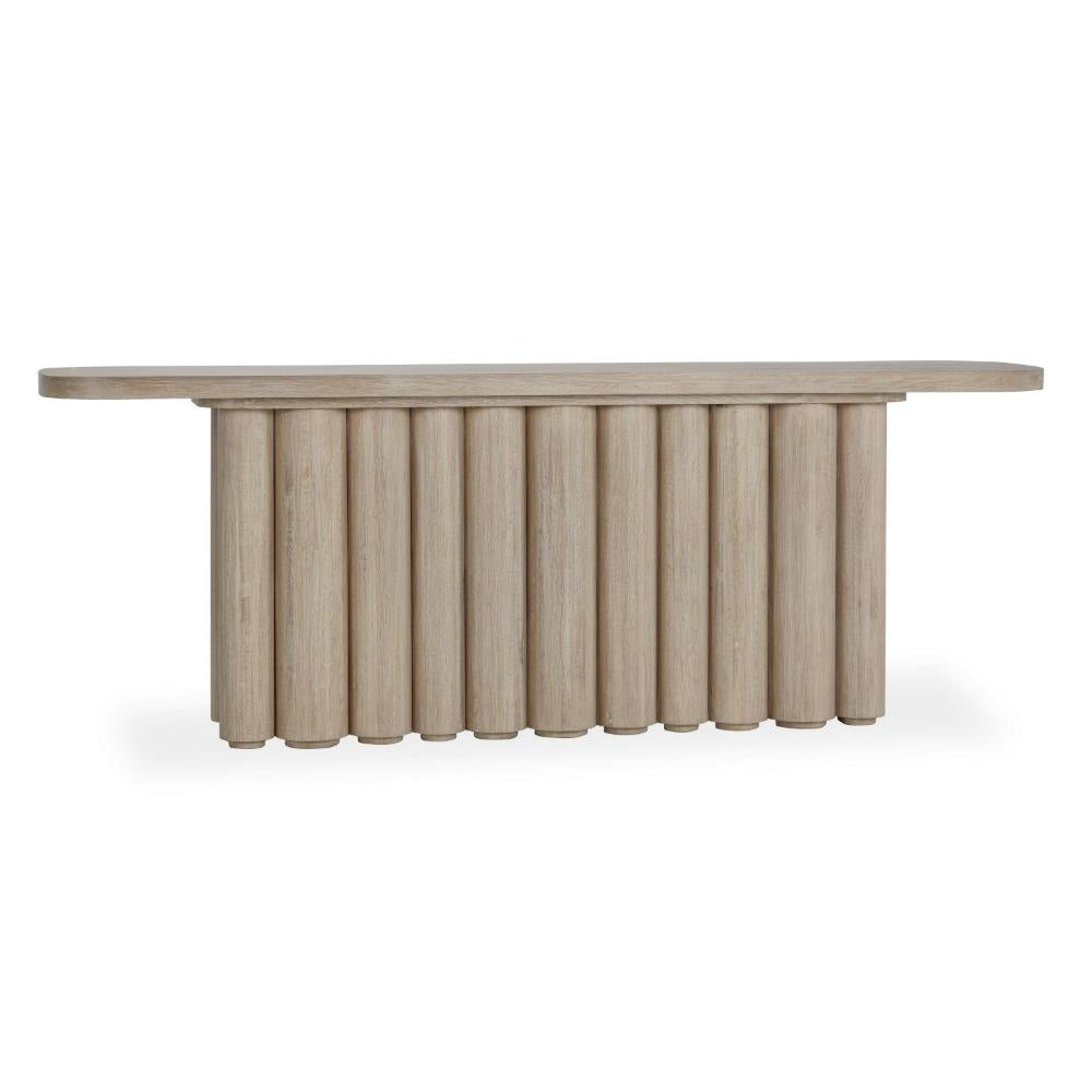 Eris Console Table with Hollow Tube Legs, White Wash Oak Wood 90"