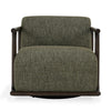 Vren Swivel Accent Chair Dark Brown Rubberwood Green Boucle Fabric BM331636