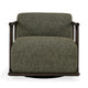 Vren Swivel Accent Chair Dark Brown Rubberwood Green Boucle Fabric BM331636