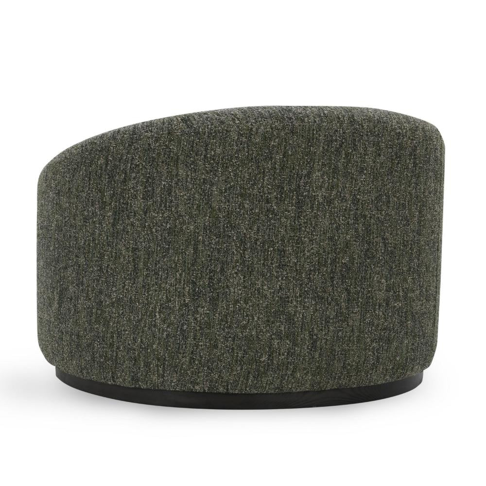 Zade Swivel Accent Chair Barrel Style Design Green Boucle Ash Wood