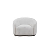 Zade Swivel Accent Chair, Barrel Style Design, Ivory Boucle, Ash Wood