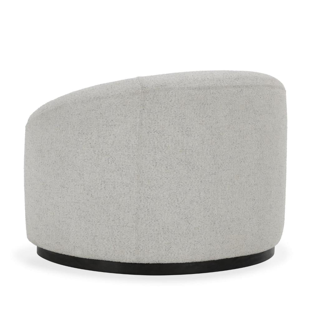 Zade Swivel Accent Chair Barrel Style Design Ivory Boucle Ash Wood