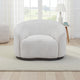 Zade Swivel Accent Chair Barrel Style Design Ivory Boucle Ash Wood