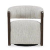 Zinn Swivel Accent Chair Brown Ash Wood Gray Channel Tufted Boucle BM331639