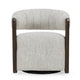 Zinn Swivel Accent Chair Brown Ash Wood Gray Channel Tufted Boucle BM331639