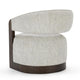 Zinn Swivel Accent Chair Brown Ash Wood Gray Channel Tufted Boucle BM331639