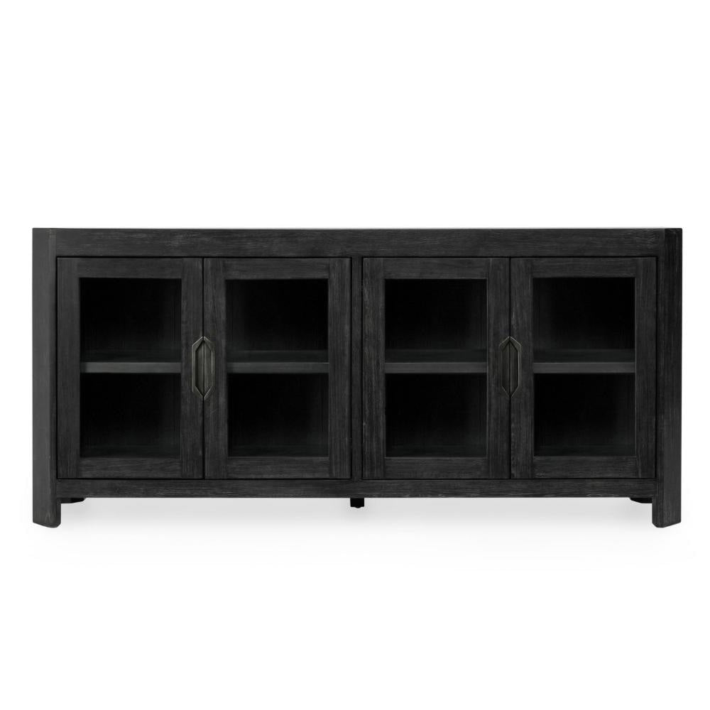Roux Serving Buffet Cabinet Sideboard Console 4 Doors Black 84 Inch BM331640