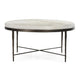 Ocea Round Coffee Cocktail Table Ivory Leather Hide Iron 36 Inch BM331641