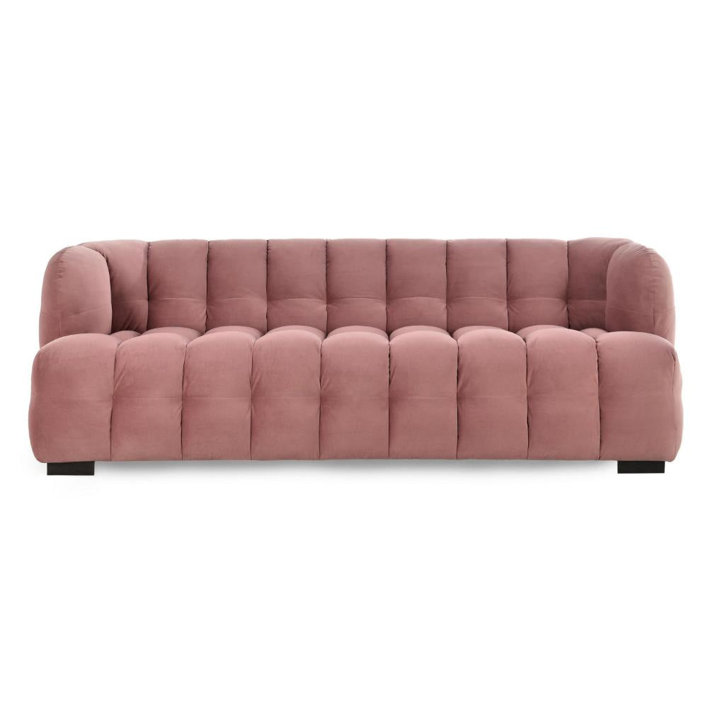 Kaio Sofa with Glam Retro Blush Pink Biscuit Tufted Velvet 91 Inch BM331643