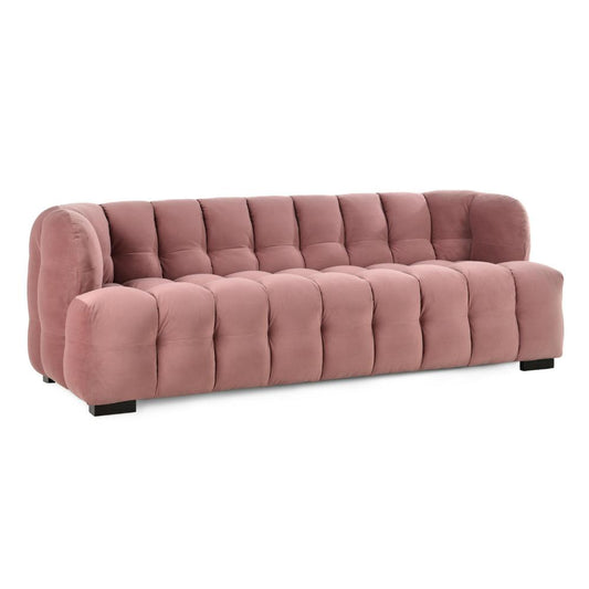 Kaio Sofa with Glam Retro Blush Pink Biscuit Tufted Velvet 91 Inch