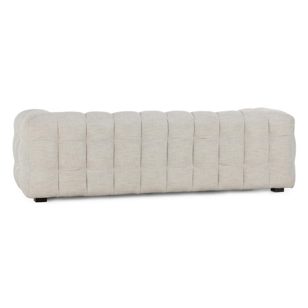 Eifa Sofa with Glam Retro Light Beige Biscuit Tufted Fabric 95 Inch