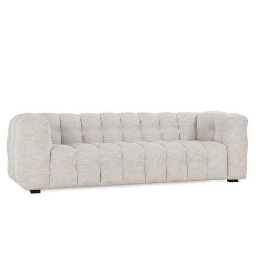 Eifa Sofa with Glam Retro Light Beige Biscuit Tufted Fabric 95 Inch