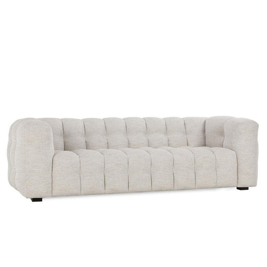 Eifa Sofa with Glam Retro Light Beige Biscuit Tufted Fabric 95 Inch
