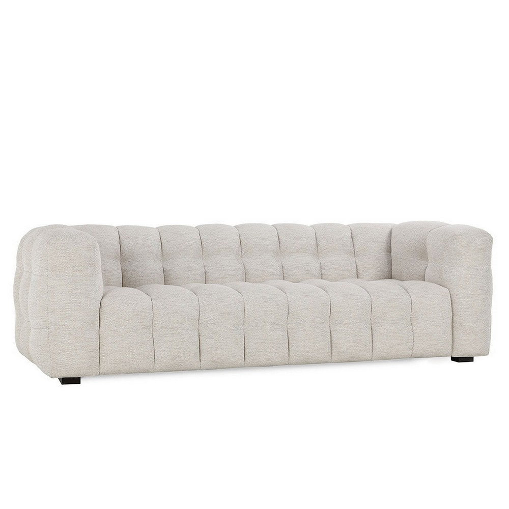 Eifa Sofa with Glam Retro Light Beige Biscuit Tufted Fabric 95 Inch